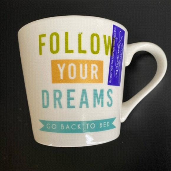 $5 ADD ON NEW Bone China Porcelain Mug “Follow Your Dreams Go Back To Bed” - Picture 1 of 5